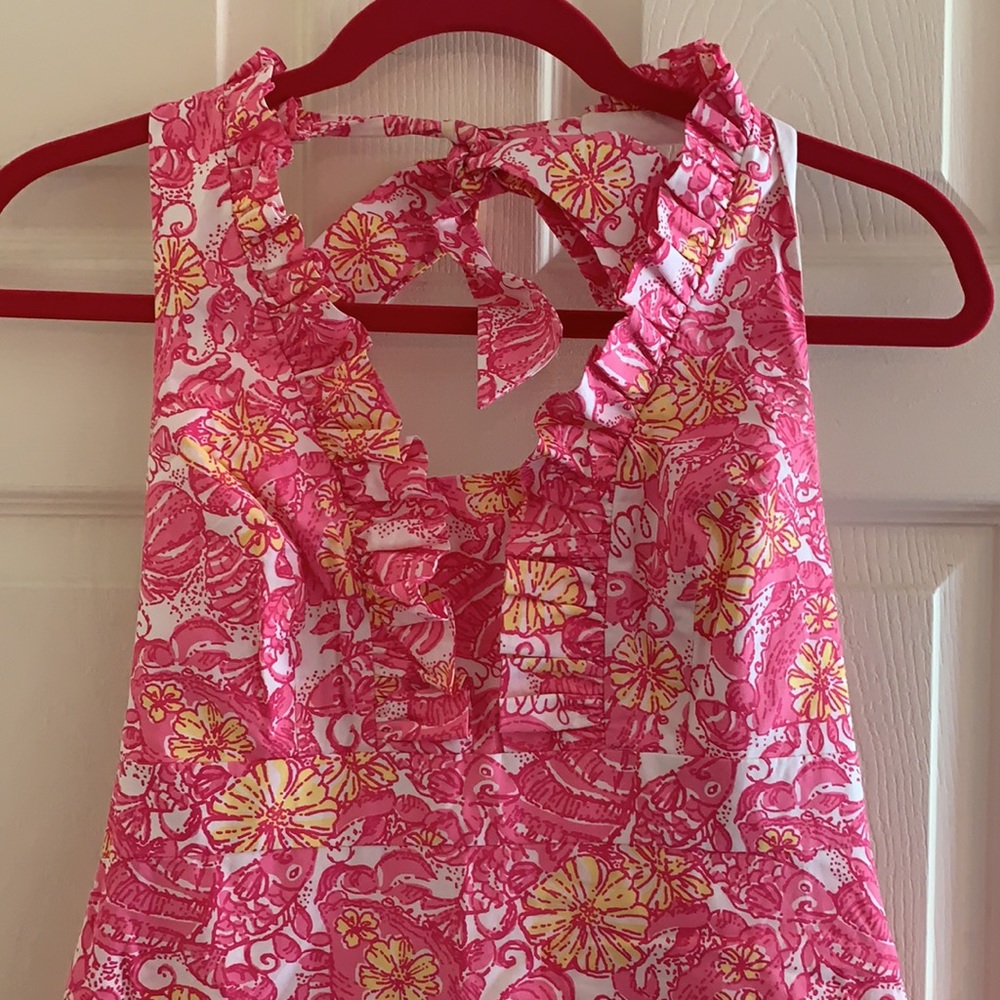 Lilly Pulitzer pink & yellow halter dress size 2. - Picture 2 of 6